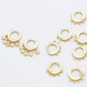 12mm Leverback hoop earrings with 5 open rings - Gold x2