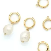 Creole moons and stars hollowed out open ring 14 mm - Fine gold plated x2