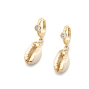 13mm Leverback hoop earrings with zirconium oxide and open ring - Gold - Crystal x2