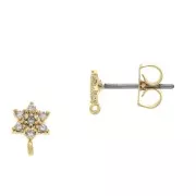 7x4.5mm Star Earstuds with zirconium oxide and open rings - Gold - Crystal x2