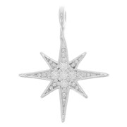 North star charm - Zirconium oxides - 15x11.5 mm Fine silver plated x1|raw }}