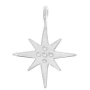North star charm - Zirconium oxides - 15x11.5 mm Fine silver plated x1