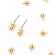 8.5x6.5mm Flower charm with zirconium oxide and open ring - Gold - Crystal x1