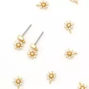 8.5x6.5mm Flower charm with zirconium oxide and open ring - Gold - Crystal x1