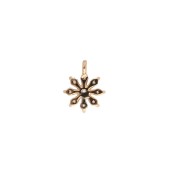 Zirconium Oxide Flower Charm & 9x7mm Closed Ring, Fine gold plated - Crystal x1