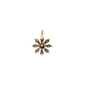Zirconium Oxide Flower Charm & 9x7mm Closed Ring, Fine gold plated - Crystal x1