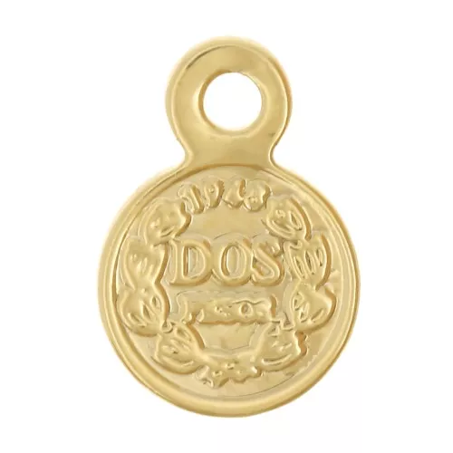 Mini medieval coin charm 6 mm - Fine gold plated x1