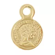 Mini medieval coin charm 6 mm - Fine gold plated x1