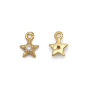 6x4.5mm Mini star charm with  zirconium oxide - Gold Tone - Crystal x1|raw }}