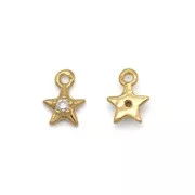 6x4.5mm Mini star charm with  zirconium oxide - Gold Tone - Crystal x1