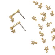 6x4.5mm Mini star charm with  zirconium oxide - Gold Tone - Crystal x1