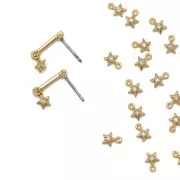 6x4.5mm Mini star charm with  zirconium oxide - Gold Tone - Crystal x1
