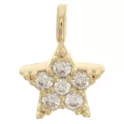 Mini star charm Zirconium oxides & open ring 7.5x5 mm Fine gold plated x1