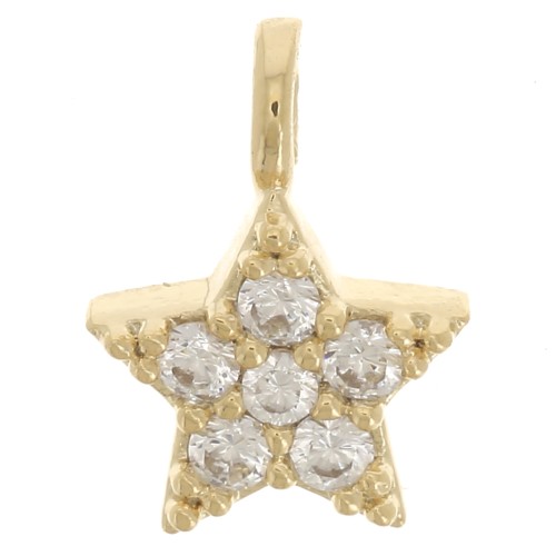 Mini star charm Zirconium oxides & open ring 7.5x5 mm Fine gold plated x1