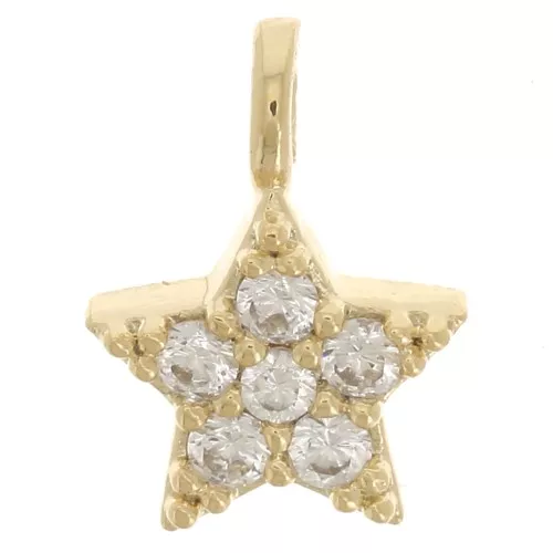 Mini star charm Zirconium oxides & open ring 7.5x5 mm Fine gold plated x1