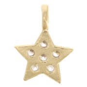 Mini star charm Zirconium oxides & open ring 7.5x5 mm Fine gold plated x1
