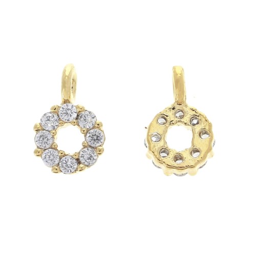 4 mm Mini Round Charm with zirconium oxide - Gold Tone - Crystal x1