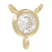 Round spacer 3 rings 5mm - Zirconium Oxide - Fine gold plated - Crystal