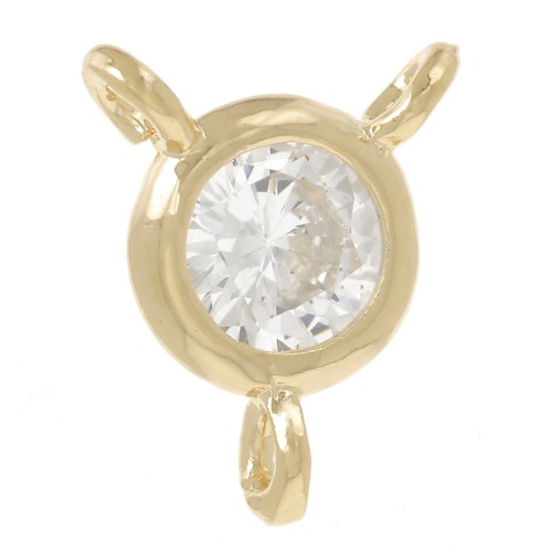 Round spacer 3 rings 5mm - Zirconium Oxide - Fine gold plated - Crystal