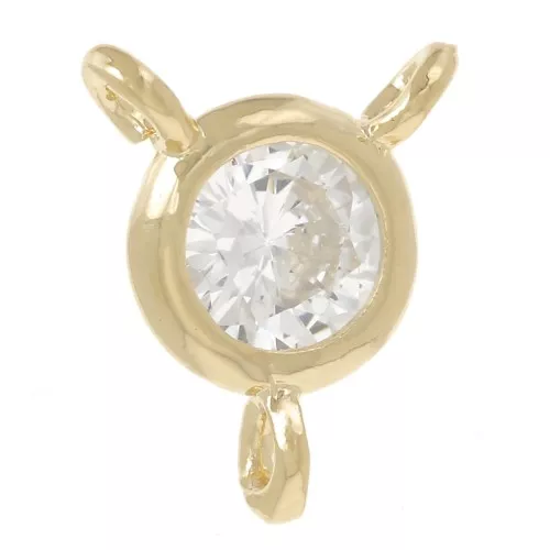 Round spacer 3 rings 5mm - Zirconium Oxide - Fine gold plated - Crystal