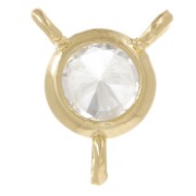 Round spacer 3 rings 5mm - Zirconium Oxide - Fine gold plated - Crystal