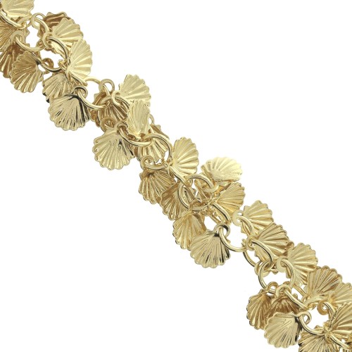 6.5mm Round link chain with shells - Fine Gold Plated x20cm