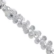 6.5mm Round link chain with shells - fine silver plating x20cm
