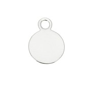 10.5x8mm Round Charm with engraved North Star - fine silver plating x1