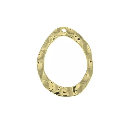 23.5x18mm Irregular hammered drop pendant- Fine Gold plated x1
