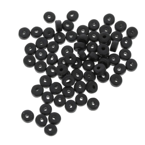 5.3x2.5mm Ceramic Heishi beads - Black mat x30