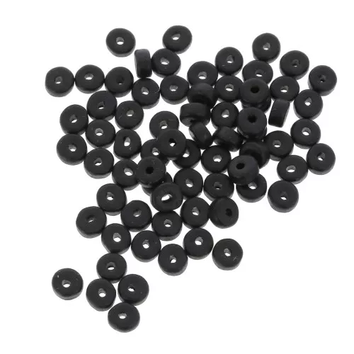 Heishi ceramic rondelle beads 5.3x2.5 mm - Matt black x30
