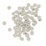 Heishi ceramic rondelle beads 5.3x2.5 mm - White gray mat x30