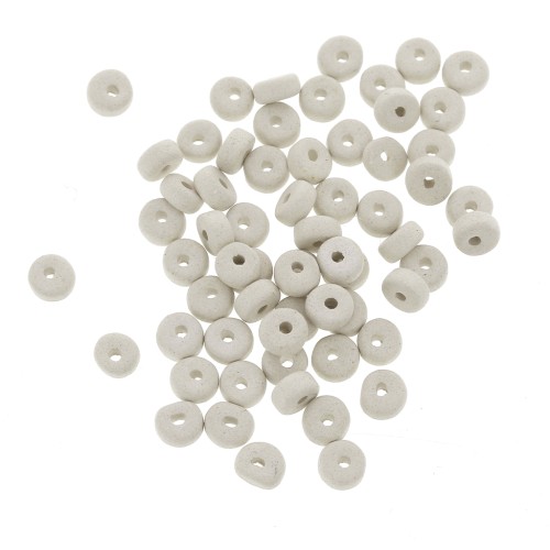 Heishi ceramic rondelle beads 5.3x2.5 mm - White gray mat x30