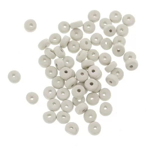 Heishi ceramic rondelle beads 5.3x2.5 mm - White gray mat x30