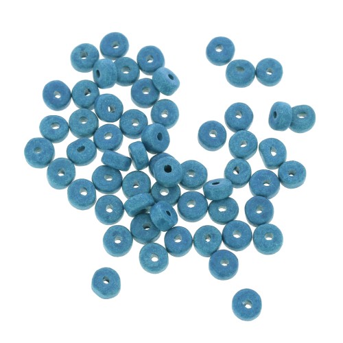 Heishi ceramic rondelle beads 5.3x2.5 mm - Azur blue mat x30