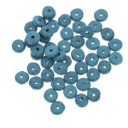 Heishi ceramic rondelle beads 6.5x2.3 mm - Duck blue mat x30
