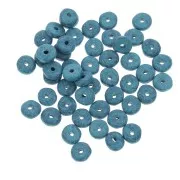 Heishi ceramic rondelle beads 6.5x2.3 mm - Duck blue mat x30