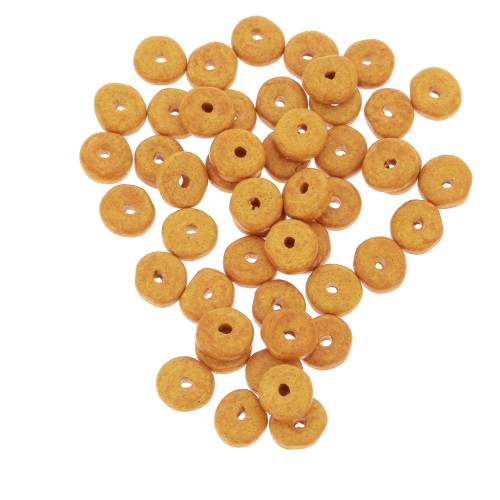 6.5x2.3mm Ceramic Heishi beads - Mustard mat x30