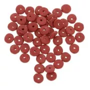 Heishi ceramic rondelle beads 6.5x2.3 mm - Red mat x30