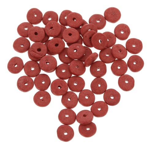 Heishi ceramic rondelle beads 6.5x2.3 mm - Red mat x30