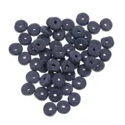 Heishi ceramic rondelle beads 6.5x2.3 mm - Navy blue mat x30