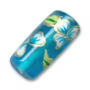 Tube flower motif 20x9mm Aquamarine x1