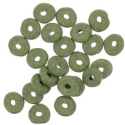 Heishi ceramic rondelle beads 6.5x2.3 mm - Olive mat x30