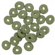 Heishi ceramic rondelle beads 6.5x2.3 mm - Olive mat x30