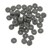 Heishi ceramic rondelle beads 6.5x2.3 mm - Dark Grey mat x30