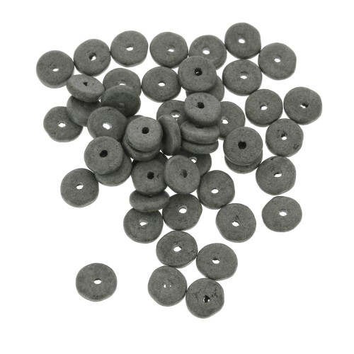 Heishi ceramic rondelle beads 6.5x2.3 mm - Dark Grey mat x30