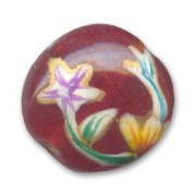 Flat round bead flower motif 15mm Red x1|raw }}