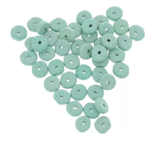Heishi ceramic rondelle beads 6.5x2.3 mm - Matte Turquoise Green x30