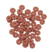 6.5x2.3mm Ceramic Heishi beads - Terracotta mat x30