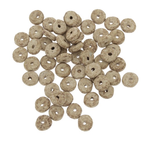 Heishi ceramic rondelle beads 6.5x2.3 mm - Matte Light Brown x30